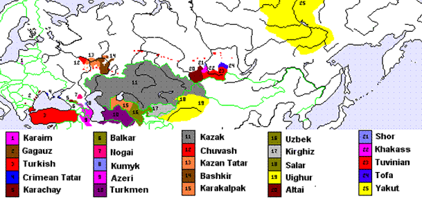 Проживание тюркской языковой группы на урале. Тюркская семья языков карта. Тюркская языковая группа. Алтайская семья языков тюркская группа на карте. Алтайская языковая семья на карте.